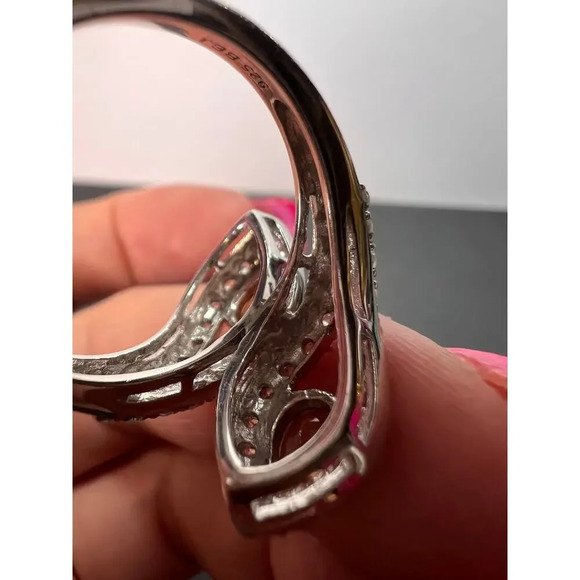 Yellow Beryl and Zircon Sterling Silver Bypass Ring size 9 - Picture 6 of 9